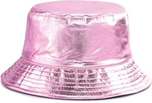 MESU Bobs Trendy Metal Cape Double Face Beach Fisherman's Hat Femmes Hommes Chapeau de Jeune Fille pour Rose