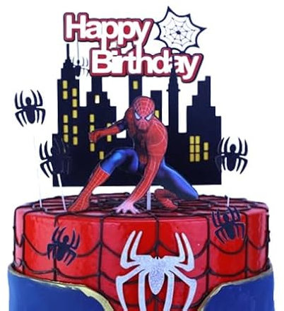 9 Stück Cool Spinne Cartoon Tortenaufsätze für Kinder,Spider Karikatur Kuchenaufsätze Cupcakes Geburtstagskuchen und Muffins für Jungen Mädchen,Anime Held Tortendeko Thema Partyzubehör Tortenaufleger