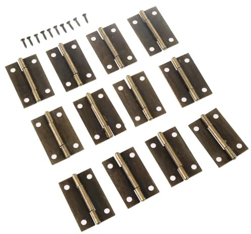 12 Stück Retro-Bronze-Scharniere mit Schrauben for Basteln, Puppenhaus, Tür, Schrank, Holz, Schmuckschatulle, Weinkiste, Werkzeugkasten, DIY-Zubehör