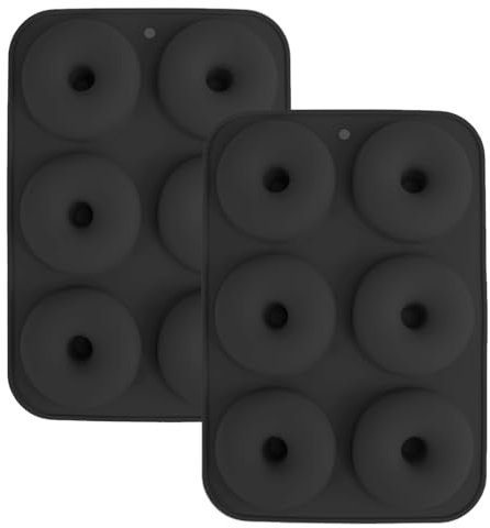YXHZVON 2 Pièces Moule Donuts Silicone, Moule Muffins Silicone, 6 Cavités Beignets Antiadhésifs Moule, Moule Gâteau de Qualité Alimentaire Sans Bpa (Noir)