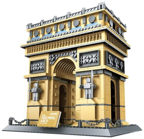 Hallisun Paris Arc De Triomphe Bausteine Set, Sammlung weltberühmter Wahrzeichen, Architekturmodellbausatz, Lernspielzeug für Kinder und Erwachsene, als Geschenk und Büro Heimdekoration, 1399 Teile