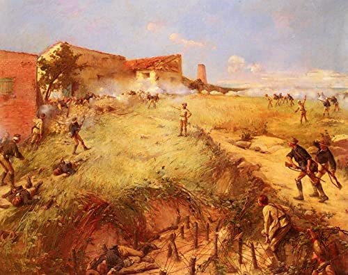 PSVDCTOO Gefeiert Wandbilder Kunst Poster Poster Bilder Die schlacht von san juan hill cuba von ernest jean delahaye Vintage Wandbild für Heimdekoration 60x90cm