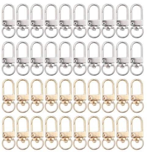 HDGSAFD 40 Uds. De Ganchos De Metal, Materiales para Llaveros DIY, Hebillas para Equipaje, Hebillas Giratorias De 360°, Mosquetones