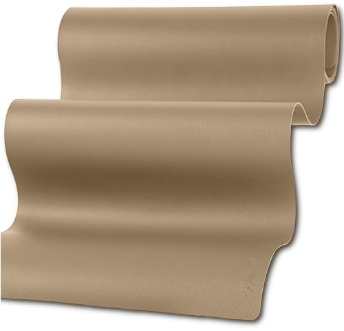 Mahewa®️ Premium Tischläufer aus Leder-Imitat - aus Kunstleder abwaschbar und wasserdicht - Tischband in Lederoptik (Eckig, 135x30, Gold / Sand)