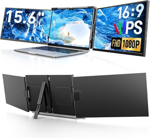 Dopesplay 15.6 Inch Laptop Screen Extender Monitor 1080P FHD IPS Dual Portable Monitor for Laptop Plug and Play Compatible with Windows Mac Android Chrome Fits 13.3-17.3 Inch Laptops