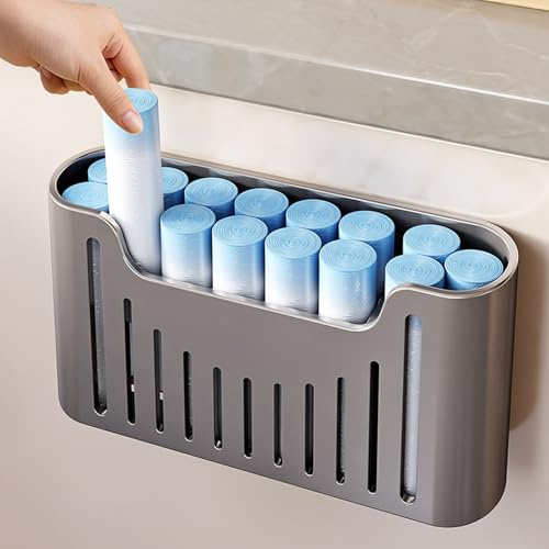 YESENT Küchenschranktür-Aufbewahrungsbox,Selbstklebendes Wandmontierte Aufbewahrungsbox, Schrank/Badezimmer/Kühlschrank Kleine Gegenstande Organizer Aufbewahrungsboxen (Grau)