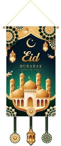 Muteitt Türhänger „eid Mubarak“ Zum Aufhängen, Ramadan-Dekorationen, Iftar-Party-gastgeschenk-Flagge Zum Aufhängen, Ramadan-Mubarak-Banner, Partydekorationszubehör
