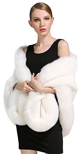 BEAUTELICATE Kunstpelz Schal Stola Bolero Damen Für Frauen Hochzeit Abend Braut Brautschal Brautstola, Elfenbein, Einheitsgröße - Elfenbein - Gr. one_size