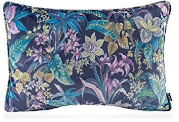 H.O.C.K. Just Velvet Kissen inkl. Füllung Samt Blumen Floral einfarbig mit Füllung (Blue Velvet, 60 x 40 cm)