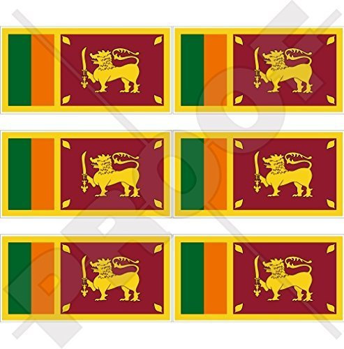 SRI LANKA Srilankische Flagge Ceylon 40mm Mobile, Handy Vinyl Mini Aufkleber, Abziehbilder x6 Stickers