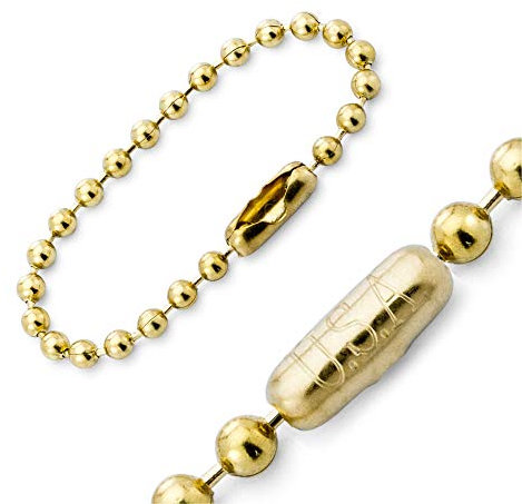 WAXAW 1 x 645 100 Stück – 11,4 cm Massive Messing Kugelketten mit Verbindungsstücken, Größe Nr. 6 (3,2 mm) Tag-Ketten für Ausrüstungskennzeichnung, Schlüssel, Staub und Füllkappen.