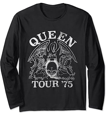 Queen Official Tour 75 Crest Logo Long Sleeve T-Shirt