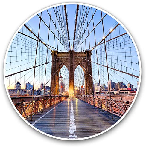 Vinyl Stickers (Set of 2) 7.5cm - New York Brooklyn Bridge USA #21293