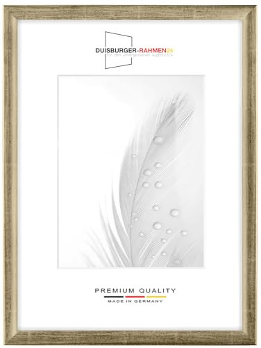 DR24 48x58 Bilderrahmen (Silber Leaf) nach Maß, 35 mm breiter MDF Holzrahmen inkl. entspiegelter Anti-Reflex Kunstglasscheibe, stabiler Rückwand, Biegestiften und Aufhängern