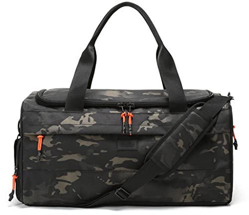 Vooray Boost XL Duffel - 32L - 51 cm - Große wasserdichte Sporttasche mit Schuhfach, Zubehörtaschen, Premium Reisetasche, strapazierfähige Wochenendtasche (Abstraktes Camo)