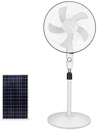 GMRZ 16 Inch Solar Fan, DC Motor Quiet Pedestal Fan 3 Speed Setting Oscillating Fan Head Rechargeable Standing Fan for Office Home Outdoor Camping, with Solar Panel