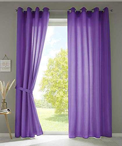 Gardinenbox 2er Set Vorhänge Schal Ösen »Berlin« HxB 225x140 cm Lila Blickdicht Microsatin Lichtdurchlässig Uni Matt, 20405N2