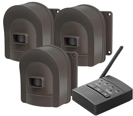 H HOSMART 1/2 Mile Driveway Alarm Wireless Sensor System & Driveway Sensor Alert System Weatherproof Security Outdoor Motion Sensor & Detector(1 Receiver & 3 Sensors)