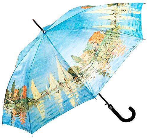 LUCKYWEATHER Regenschirm Stockschirm Damen/Herren Motiv Regatta bei Argenteuil Auf-Automatik I Stockregenschirm groß und stabil sowie hochwertig verarbeitet I Regenschirme mit UV-Schutz