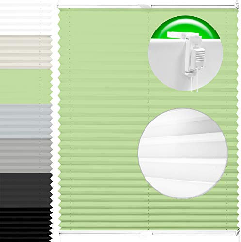 Horivert Plissee Pliseerollo mit Klemmträger Ohne Bohren Stoff Fensterrollo Klemmfix Faltrollo Jalousie Sonnenschutz Blickdicht 100x160 cm