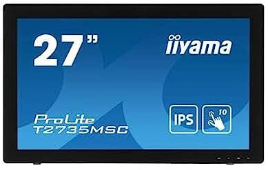 iiyama Prolite T2735MSC-B3 Monitor Táctil de 27 Multitáctil Capacitivo de 10 Puntos, FullHD (1920x1080, Panel IPS, 16:9, 5ms, 1 VGA, 1 HDMI, 1 Displayport, 2 USB3.0, Webcam) Negro Mate