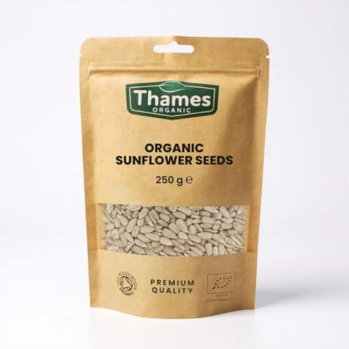 Organic Sunflower Seeds - Raw, Vegan, GMO-Free - No Additives or Preservatives - High in Vitamin E and Fiber, Source of Protein, Certified Organic - Thames Organic 250g