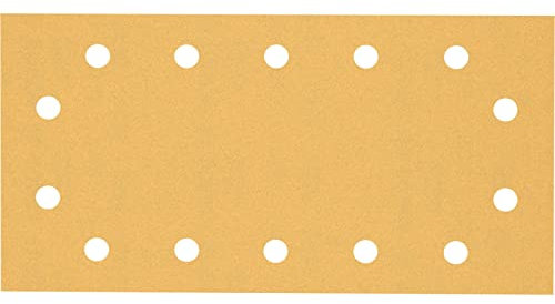 Bosch Professional 50x Carte abrasive Expert C470 con 14 fori (per Legno duro, Vernice su legno, 115x230 mm, Grana 120, accessorio Levigatrice orbitale)
