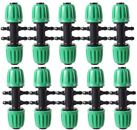 10 Stück T-Stück mit Widerhaken 1/2 Zoll bis 4 -Wege 1/4 Zoll Bewässerungsrohr Anti-Drop-Qualitätsfitting (Passt 13 mm ID / 4 mm ID)