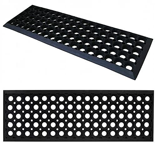Gummi Stufenmatten Fußmatte Ringgummimatte 25x75 cm Treppenmatte Matte rutschhemmend Dicke 18mm mit Anlaufkante (5 Stück)