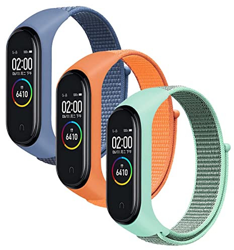 Keecuty 3 Stück Armband kompatibel mit Xiaomi Mi Band 6 Armband Xiaomi Mi Band 5 Armband, Verstellbarer Nylon Ersatzarmband kompatibel xiaomi mi Band 4/xiaomi mi Band 3 für Frauen Männer-3D