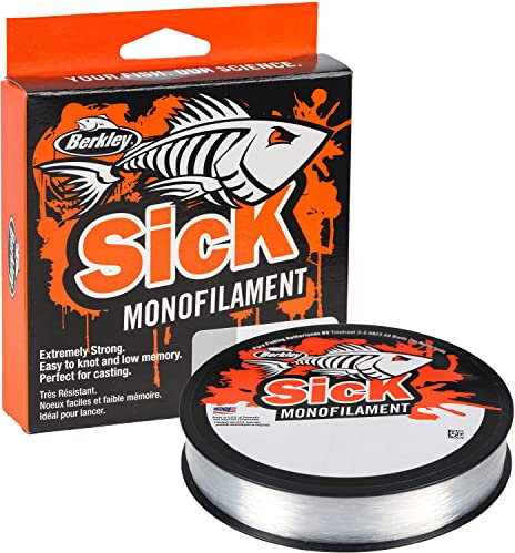 Berkley Sick Nylon-Angelschnur – Monofil-Angelschnur mit geringer Dehnung, wenig Drall, abriebfest und perfekt zum Süßwasser- oder Meeresangeln, farblos