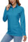 MAGCOMSEN Women's Long Sleeve 1/4 Zip Top UPF 50+ Sun Protection Shirt Stretchy Gym Sports Workout Yoga T-Shirts Blue Green