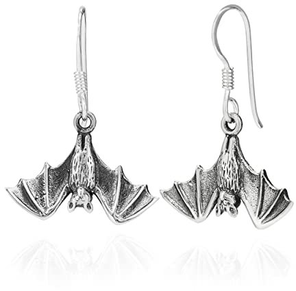 NKlaus Paar Ohrhänger Fledermaus 925 Silber 15x20mm Vampir Halloween Damen Ohrringe 11134