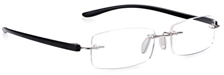 Read Optics Lesebrille +3,5 für Damen und Herren, nicht verschreibungspflichtige Lesebrille, klassisches Design in Schw. arz & Silber