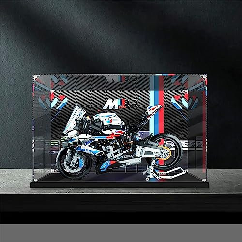 Vitrine Staubdichte Vitrine für Lego 42130, Acryl-Vitrine, kompatibel mit Lego 42130 Technic BMW M 1000 RR Motorrad (Modellbausatz nicht im Lieferumfang enthalten)(Inkjet)
