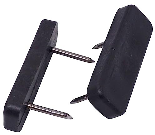 SKIR'CO Lot de 8 pieds de meubles rectangulaires en plastique noir 45 x 15 mm avec clous en acier