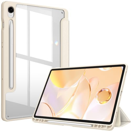 FINTIE Hybrid Slim Case for Samsung Galaxy Tab S10 FE 2025/ S9 FE 10.9 Inch/ S9 11 Inch 2023 with S Pen Holder, Shockproof Cover with Clear Back Shell, Auto Wake/Sleep, Starlight