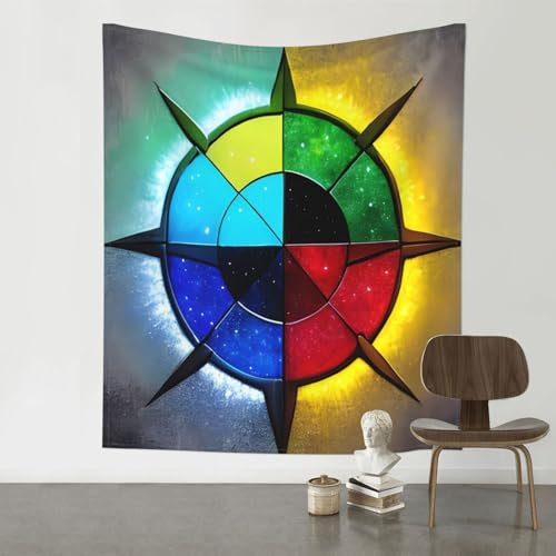 EkcoS Shine In All Directions Bunte Retro Ästhetische Kunst Tapisserie, Glanz In Alle Richtungen Wanddekoration, Tapisserie, Ästhetischer Wandteppich, Tapisserie 152,4 x 129,5 cm