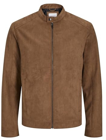 JACK & JONES Herren Kunstwildlederjacke 12261197,Cognac,L