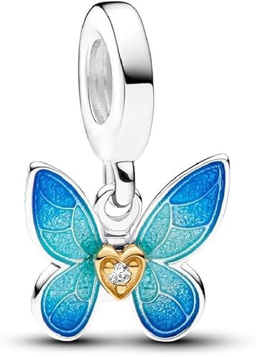 PHCLASY Blauer Schmetterling Charms Family Bead Zirkonia fit Der größte Teil Europas und Amerikas Armband&Halskette,Schmuck Charms für Damen