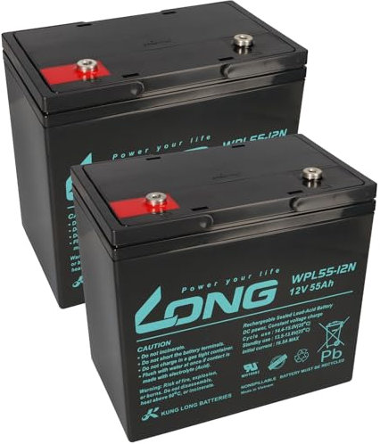 Ersatzakku für Sterling S425 2X 12V (24V) 55Ah Zyklenfest AGM Long