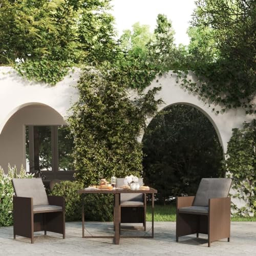AUVYI Gartentisch Braun 109x107x74 cm Poly Rattan und Glas Multifunktionstisch Campingtisch Buffettisch Bierpong Tische Beistelltisch Klein Dining Table Pokertisch Küchentisch Biertisch