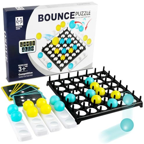 OSDUE Bounce Off Party Game, Bouncing Ball Tischspiel, Bounce Off Game Desktop, Hüpfbal Brettspiele mit 16 Bällen, 9 Herausforderungskarten, Desktop Bouncing Toy für Kinder, Familie und Party