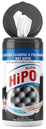 HiPO Wet Wipes for Leather, Cleaning & Polishing, 50 Wipes
