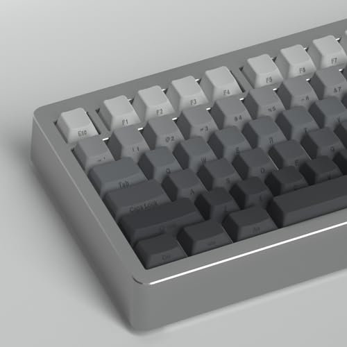Side Printed Keycaps, PBT Grey Gradient Keycaps, 125 Keys Cherry Profile Heat Sublimation keycap for Mx Cherry Mechanical Keyboard (Grey Gradient)