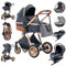 Zkiprm 4-in-1-Kinderwagen mit Isofix Base, Kinderwagen, Kinderwagen und Kinderwagen, kompakter Kinderwagen, tragbar, mit einem Klick, Kombination aus Kinderwagen, Landschaft, Rahmen aus Aluminium