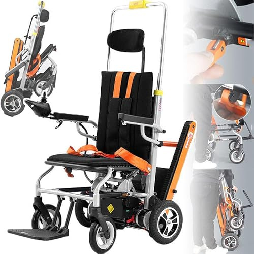 Fauteuil Roulant électrique 2 En 1 + Chaise D'escalier Pliée Sur Chenilles - Charge 150 Kg/330 Lb, Joystick à 360°, Transport D'escalier De Haut En Bas