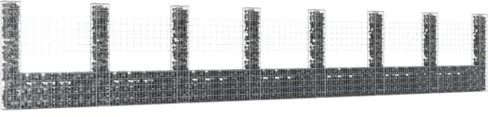 Home Outdoor OthersU-Form Gabion Korb mit 8 Pfosten Eisen 860x20x150cm