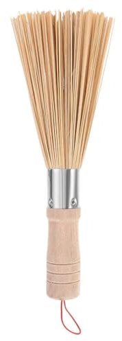 OUNONA Wok Brush, Cleaning Whisks Dish Scrub Brushes Pot Cleaning Brush Pot Scraper Dish Pan Brush with Wood Handle for Cast Iron Skillet Pots Pans