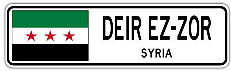 Deir ez-Zor, letrero de calle de Siria, bandera siria, ciudad, campo, carretera, pared, regalo, 10 x 40 cm
